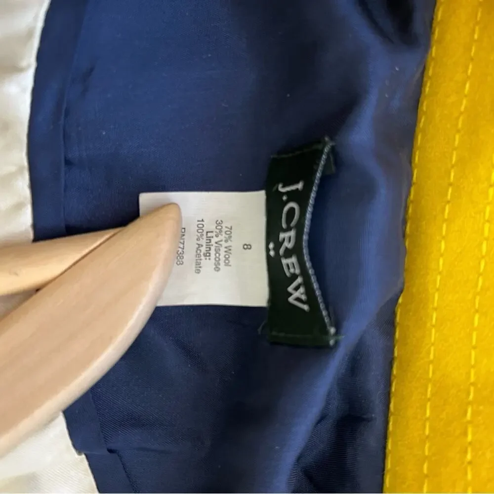 J Crew Stadium Cloth Majesty Bright Yellow Pea Coat Jacket Size 8 - Picture 11 of 13
